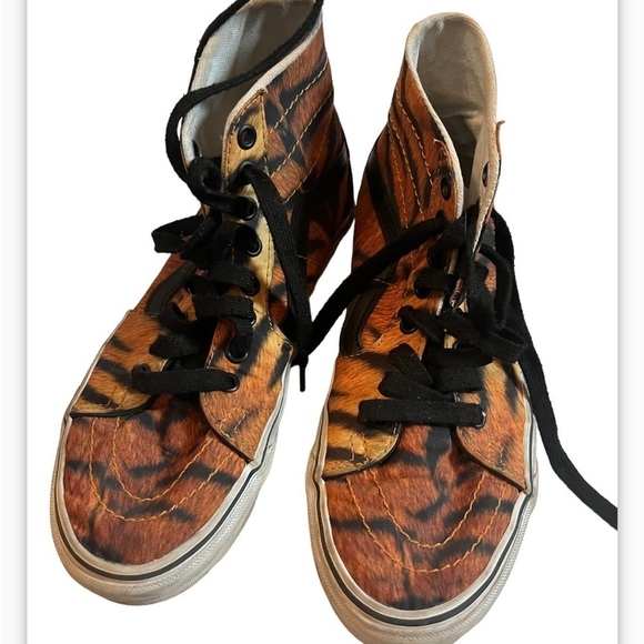 Vans SK8-Hi Tapered Sneakers in Tiger Women Sz 8 Brown Blk Logo - Picture 5 of 9